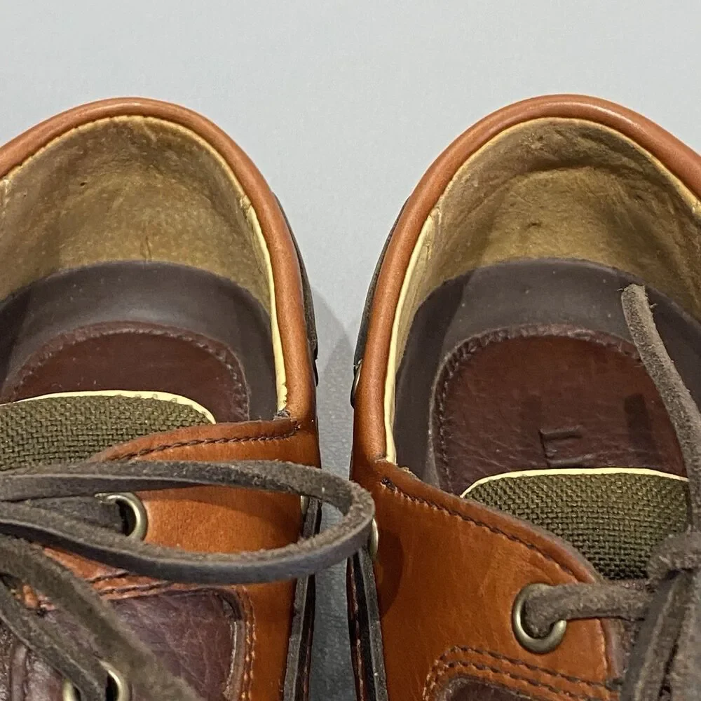 LL Bean Leather Loafers Deck Boat Mocs Shoes Men’s 8 D Two Tone Brown 3-Eye